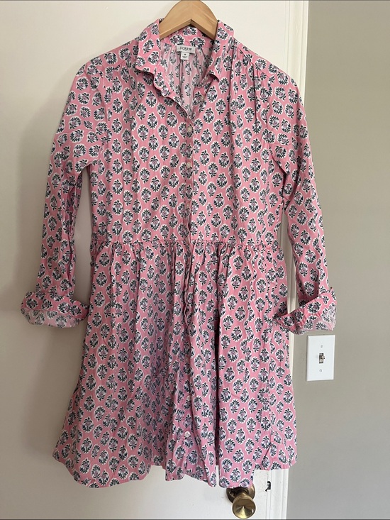 J. Crew Dresses & Skirts - J. Crew Pink Floral Long-Sleeve Cotton Shirt Dress